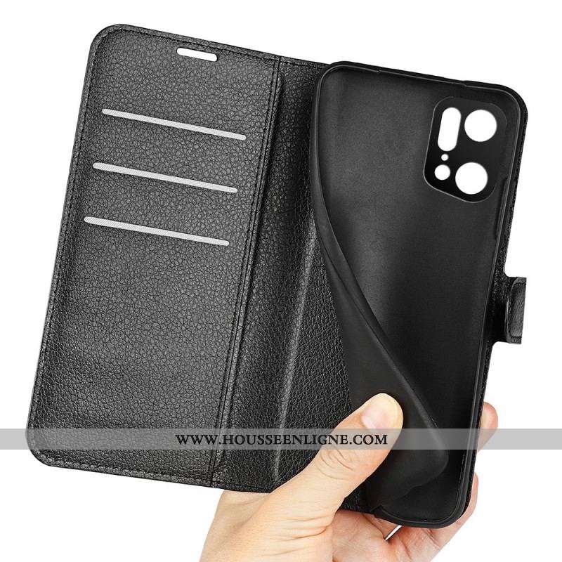 Housse Oppo Find X5 Pro Simili Cuir Litchi Classique