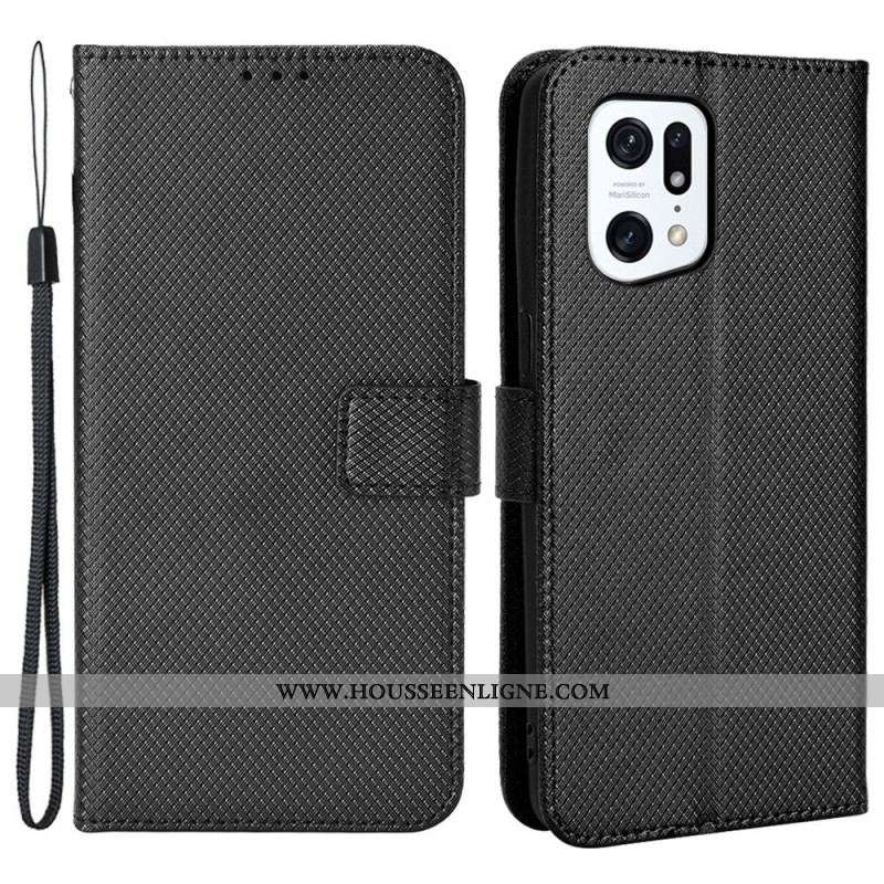 Housse Oppo Find X5 Pro Simili Cuir Stylé à Lanière