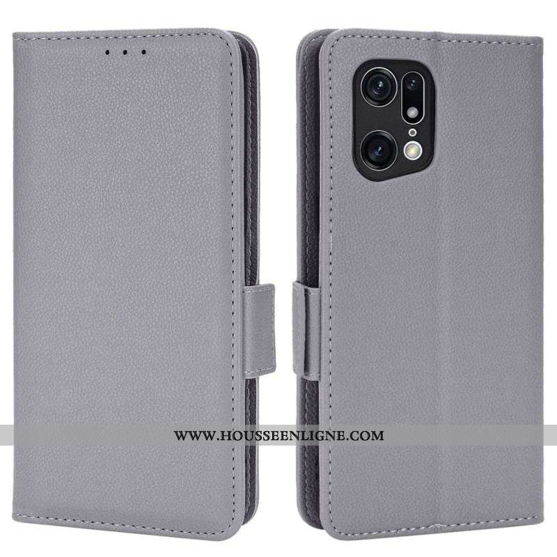 Housse Oppo Find X5 Pro Style Cuir Litchi Traditionnel