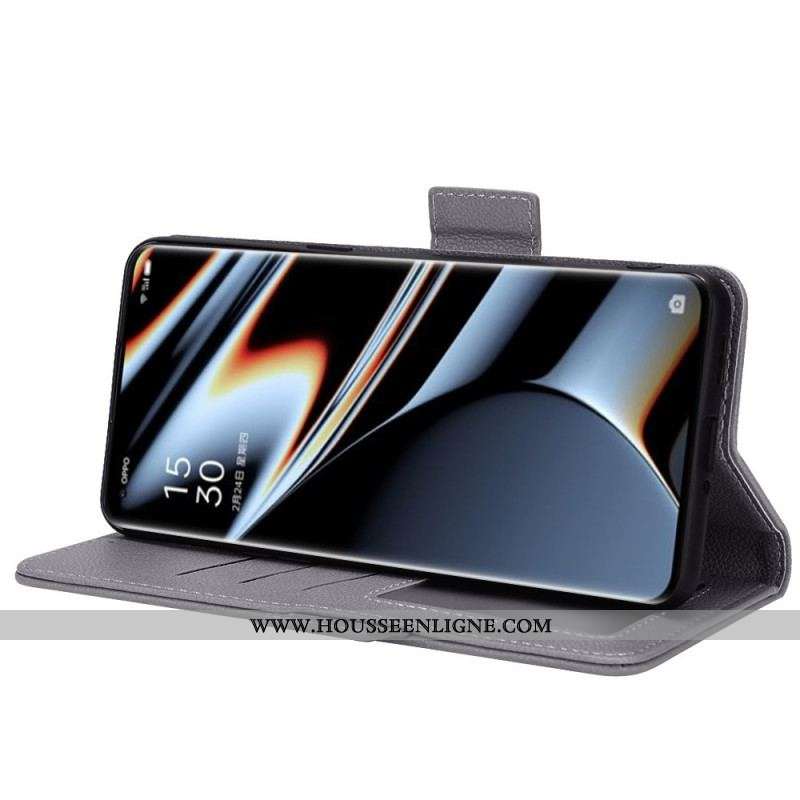 Housse Oppo Find X5 Pro Style Cuir Litchi Traditionnel