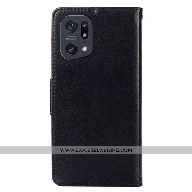 Housse Oppo Find X5 Pro Style Cuir Rétro