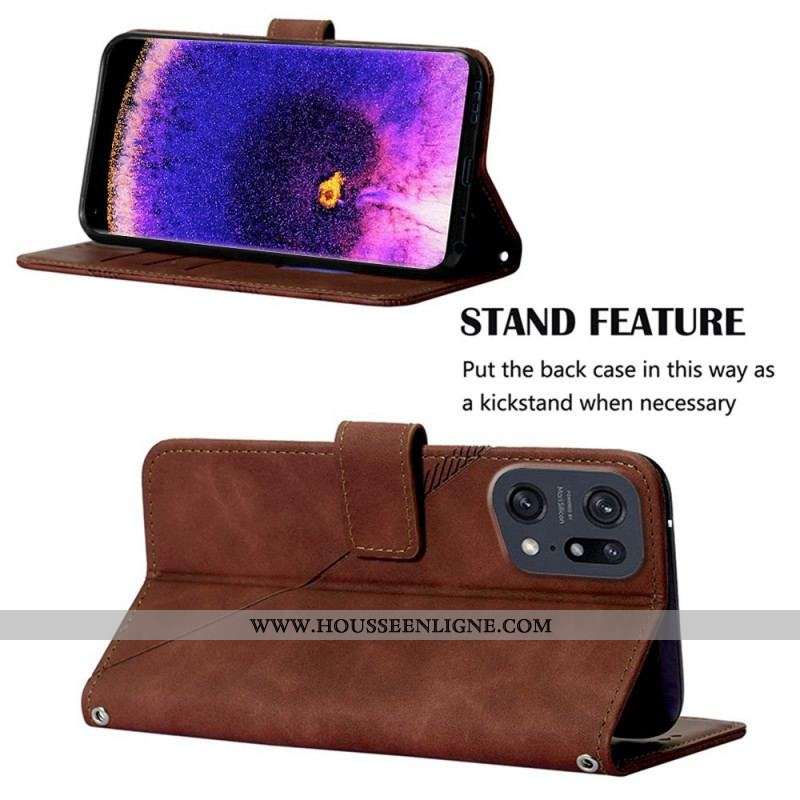 Housse Oppo Find X5 Pro Triangles avec Bandoulière