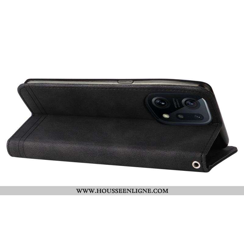 Housse Oppo Find X5 Style Cuir avec Rivet Décoratif