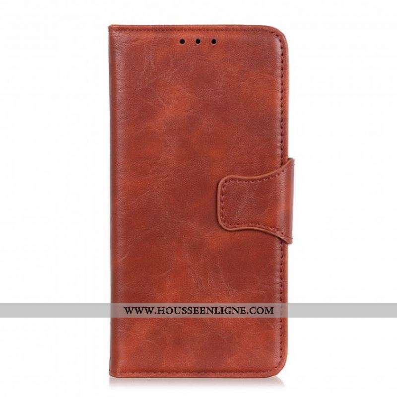 Housse Oppo Reno 6 5G Cuir Fendu Fermoir Réversible