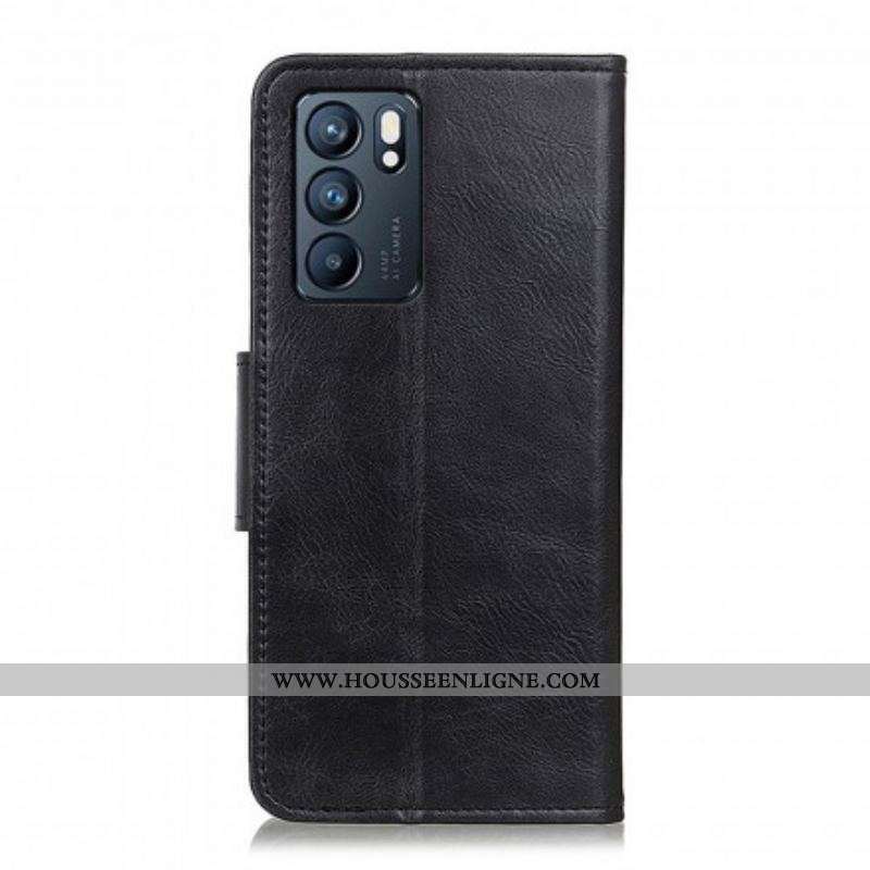 Housse Oppo Reno 6 5G Effet Cuir Fermoir Réversible