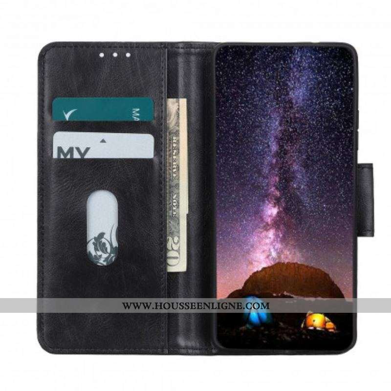 Housse Oppo Reno 6 5G Effet Cuir Fermoir Réversible