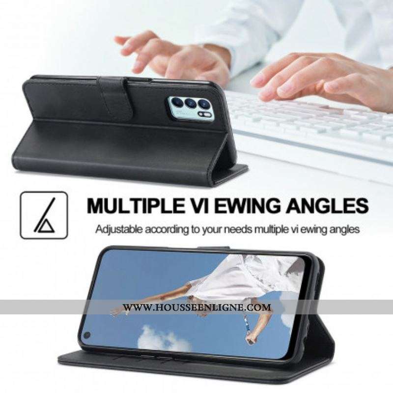 Housse Oppo Reno 6 5G LC.IMEEKE Effet Cuir