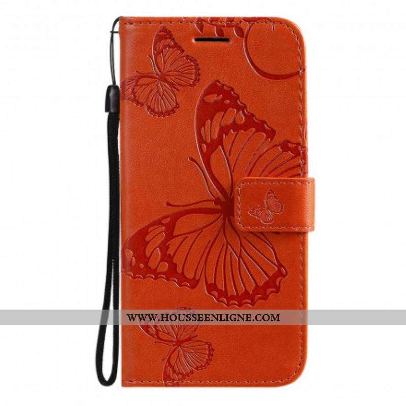 Housse Oppo Reno 6 5G Papillons Géants à Lanière