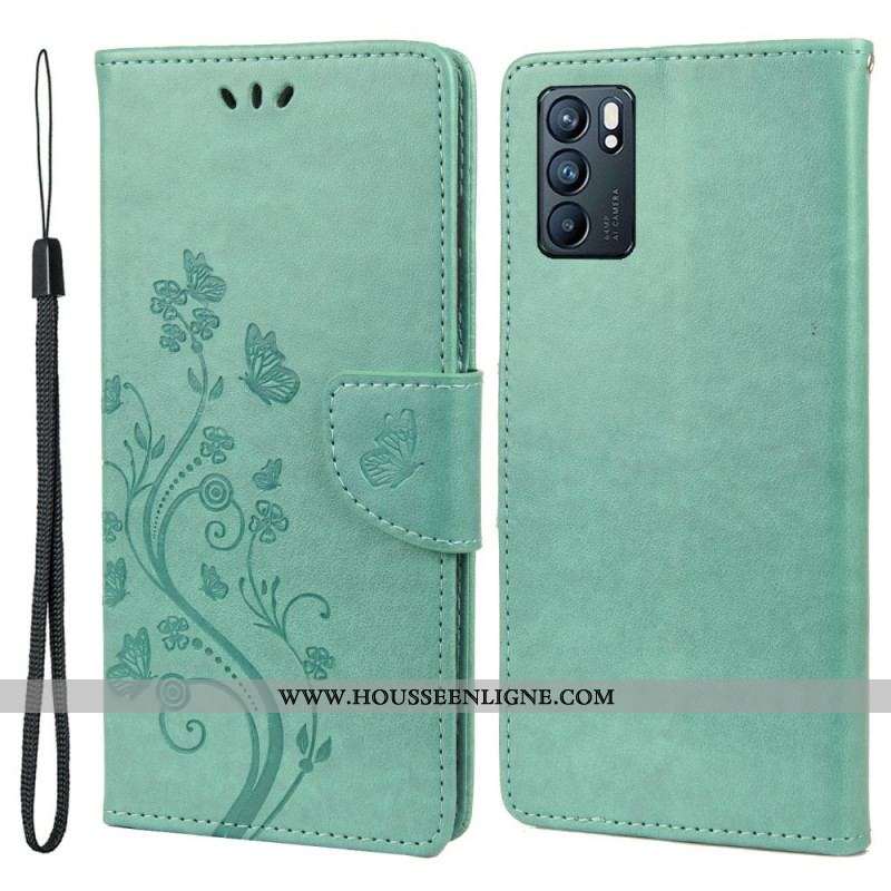 Housse Oppo Reno 6 5G Papillons et Fleurs