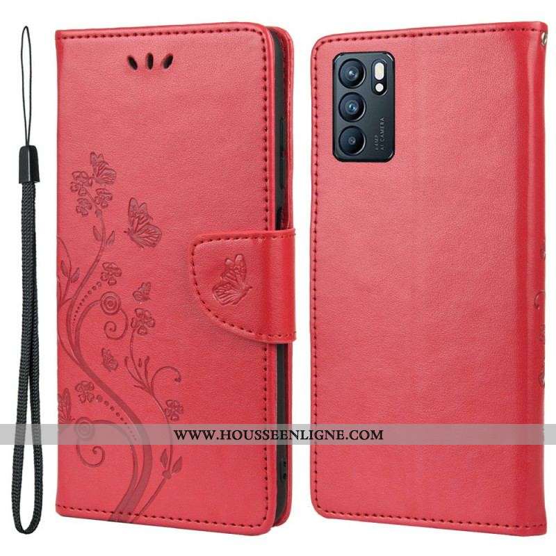 Housse Oppo Reno 6 5G Papillons et Fleurs