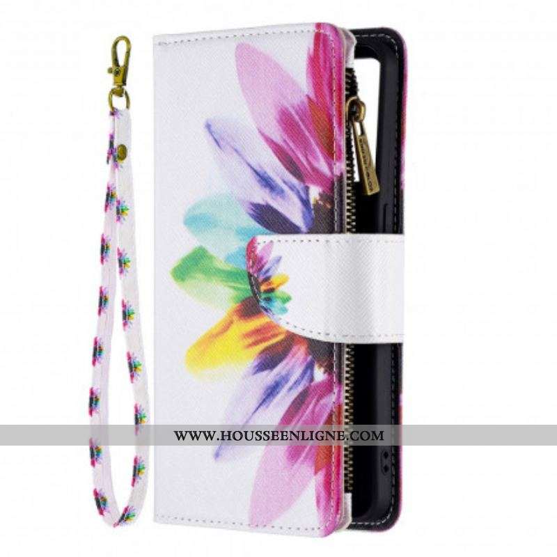 Housse Oppo Reno 6 5G Poche Zippée Fleur