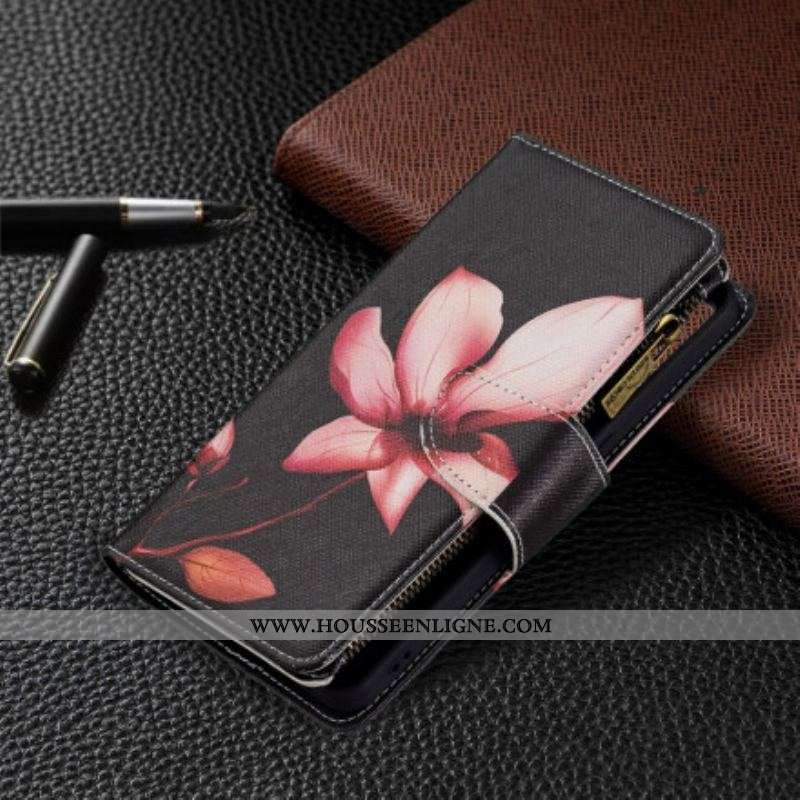 Housse Oppo Reno 6 5G Poche Zippée Fleur