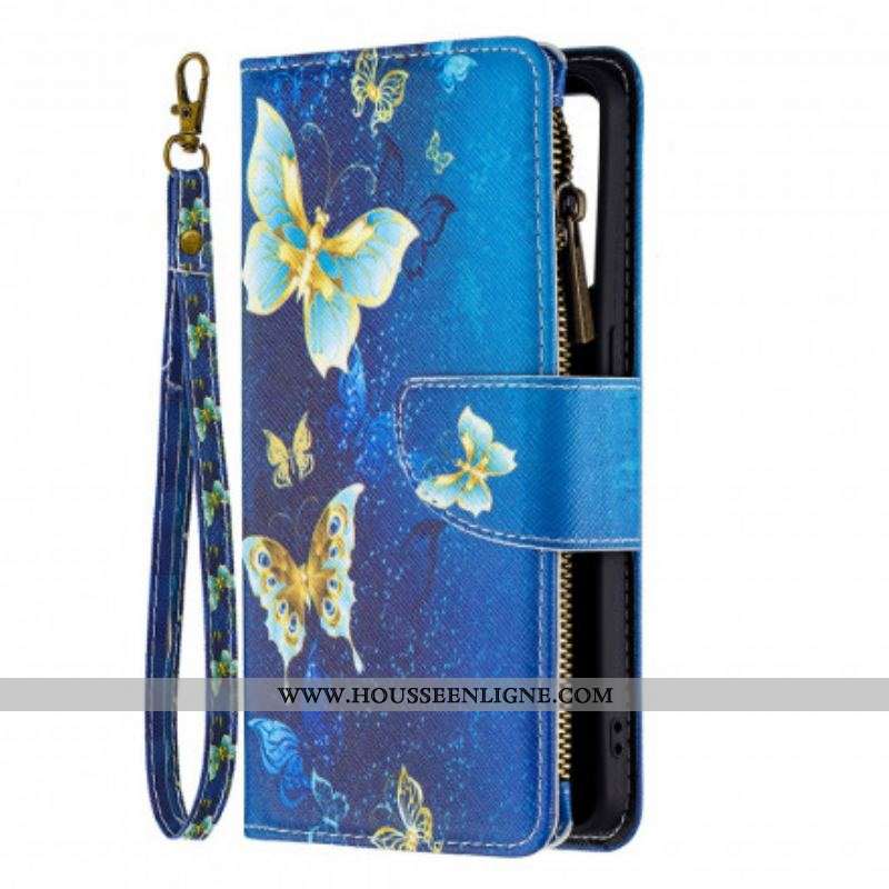 Housse Oppo Reno 6 5G Poche Zippée Papillons