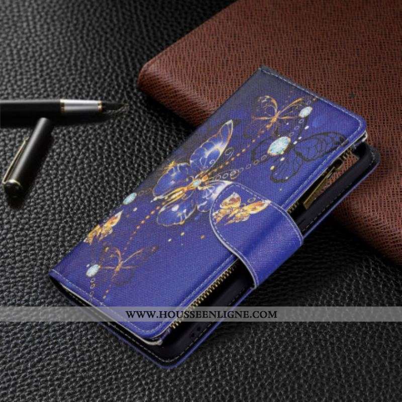 Housse Oppo Reno 6 5G Poche Zippée Papillons