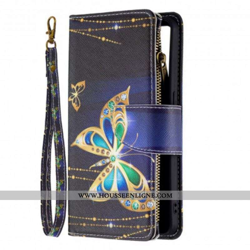 Housse Oppo Reno 6 5G Poche Zippée Papillons