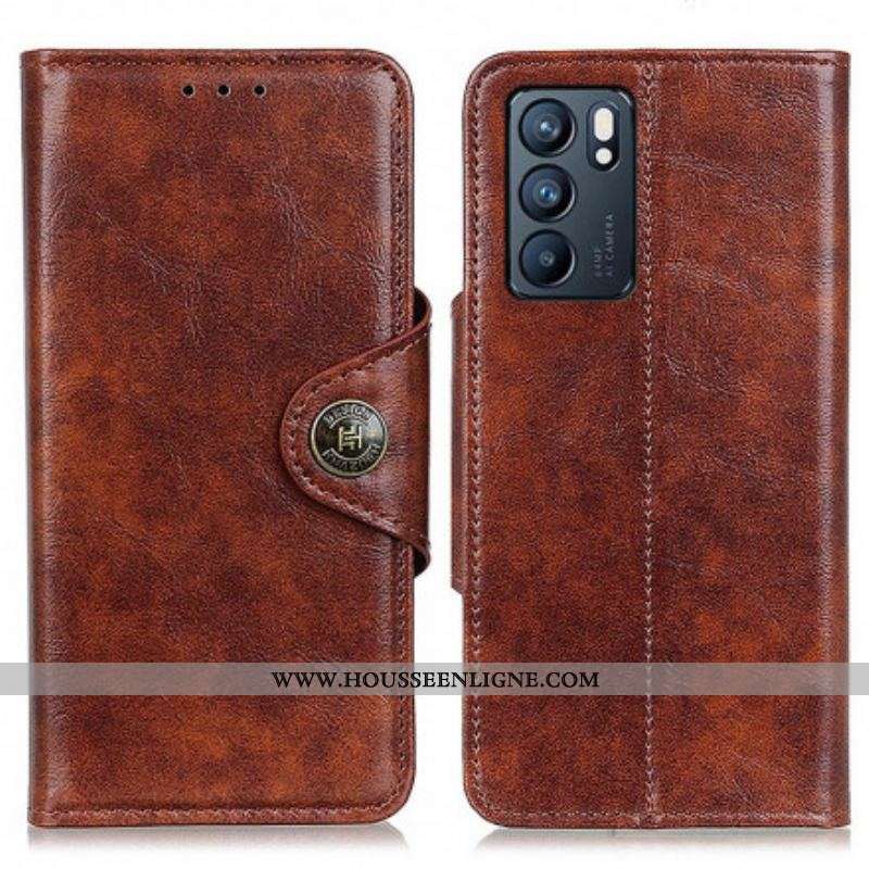 Housse Oppo Reno 6 5G Simili Cuir Bouton Vintage