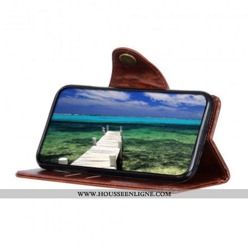 Housse Oppo Reno 6 5G Simili Cuir Bouton Vintage
