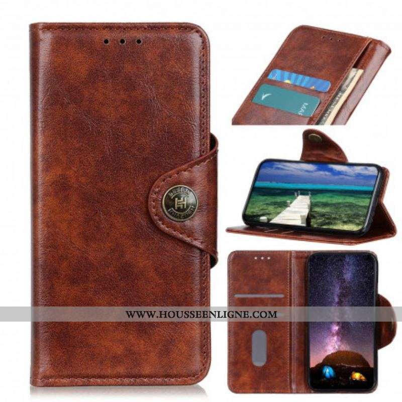 Housse Oppo Reno 6 5G Simili Cuir Bouton Vintage