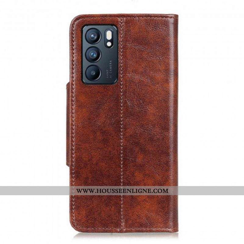 Housse Oppo Reno 6 5G Simili Cuir Bouton Vintage