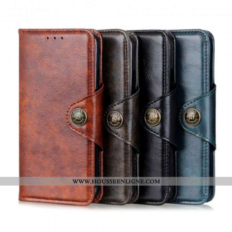 Housse Oppo Reno 6 5G Simili Cuir Bouton Vintage