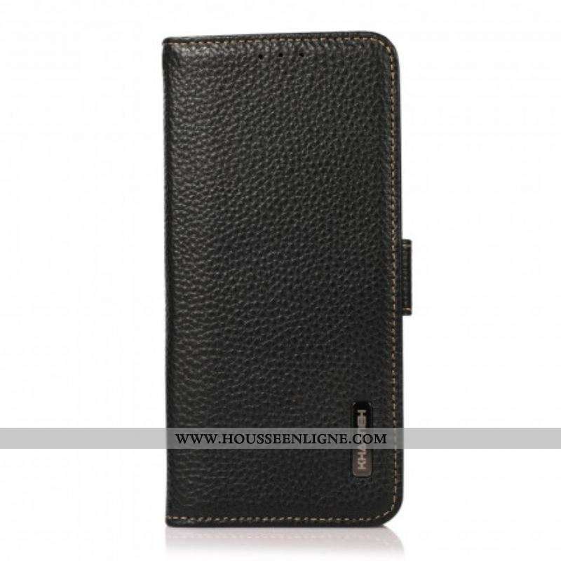 Housse Oppo Reno 6 5G Véritable Cuir Litchi KHAZNEH RFID