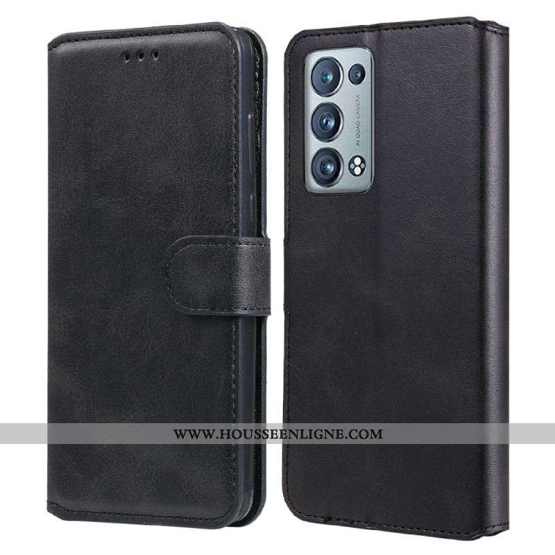 Housse Oppo Reno 6 Pro 5G Classique Simili Cuir et Fermoir