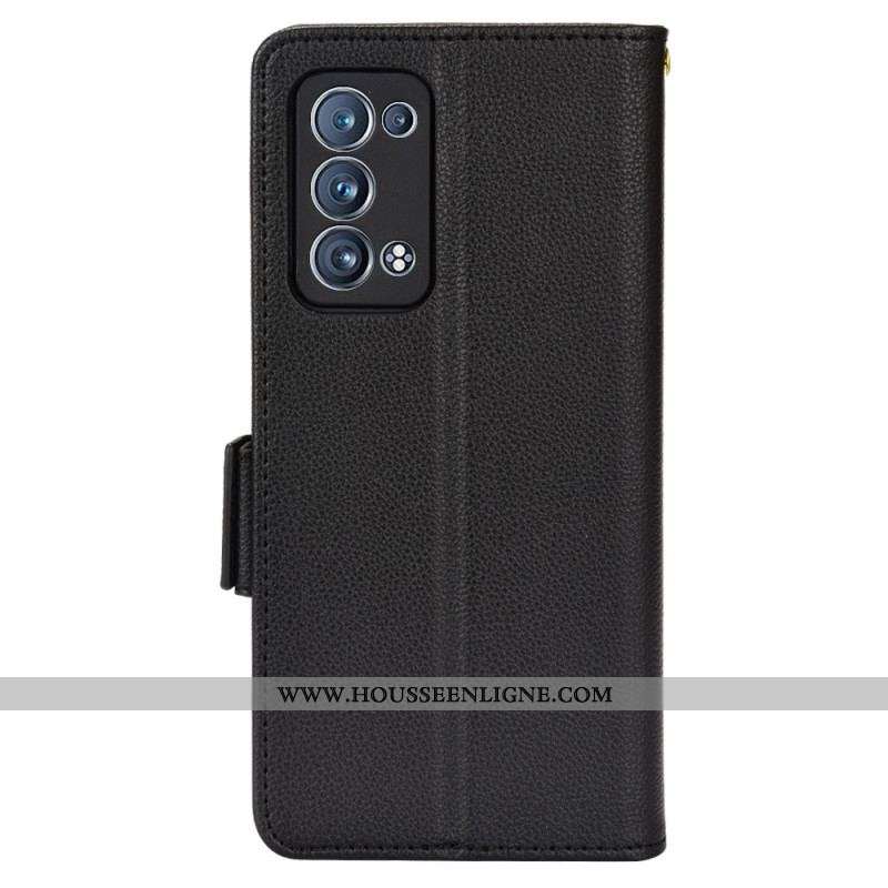 Housse Oppo Reno 6 Pro 5G Multifonctions Texture Litchi