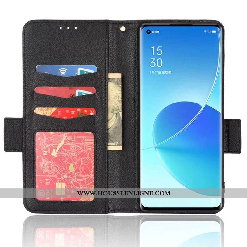 Housse Oppo Reno 6 Pro 5G Multifonctions Texture Litchi