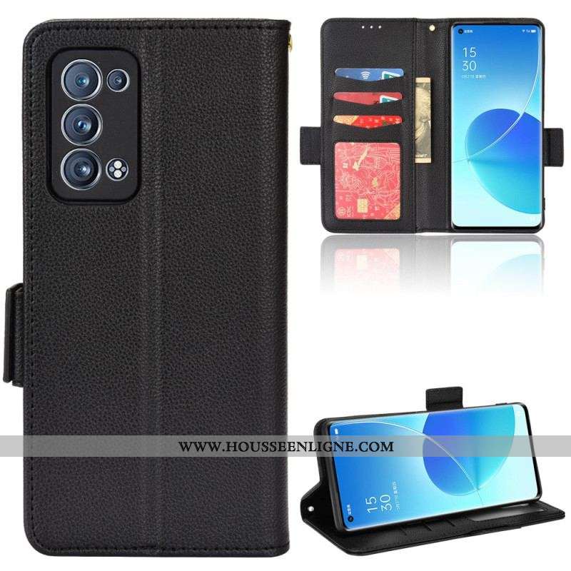 Housse Oppo Reno 6 Pro 5G Multifonctions Texture Litchi