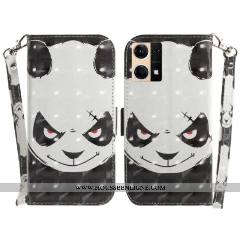 Housse Oppo Reno 7 Angry Panda à Lanière
