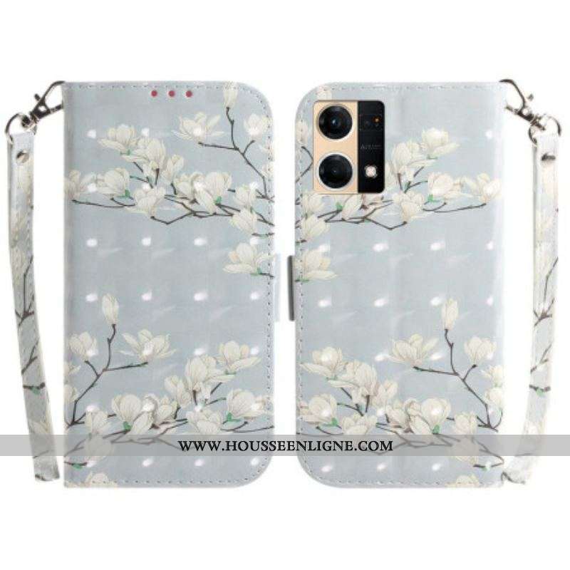 Housse Oppo Reno 7 Branche de Fleurs Blanches