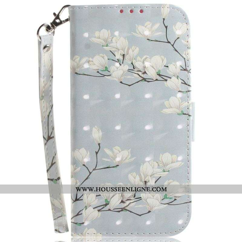 Housse Oppo Reno 7 Branche de Fleurs Blanches