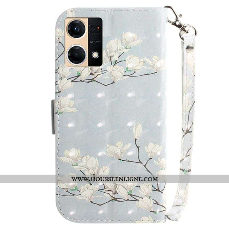Housse Oppo Reno 7 Branche de Fleurs Blanches