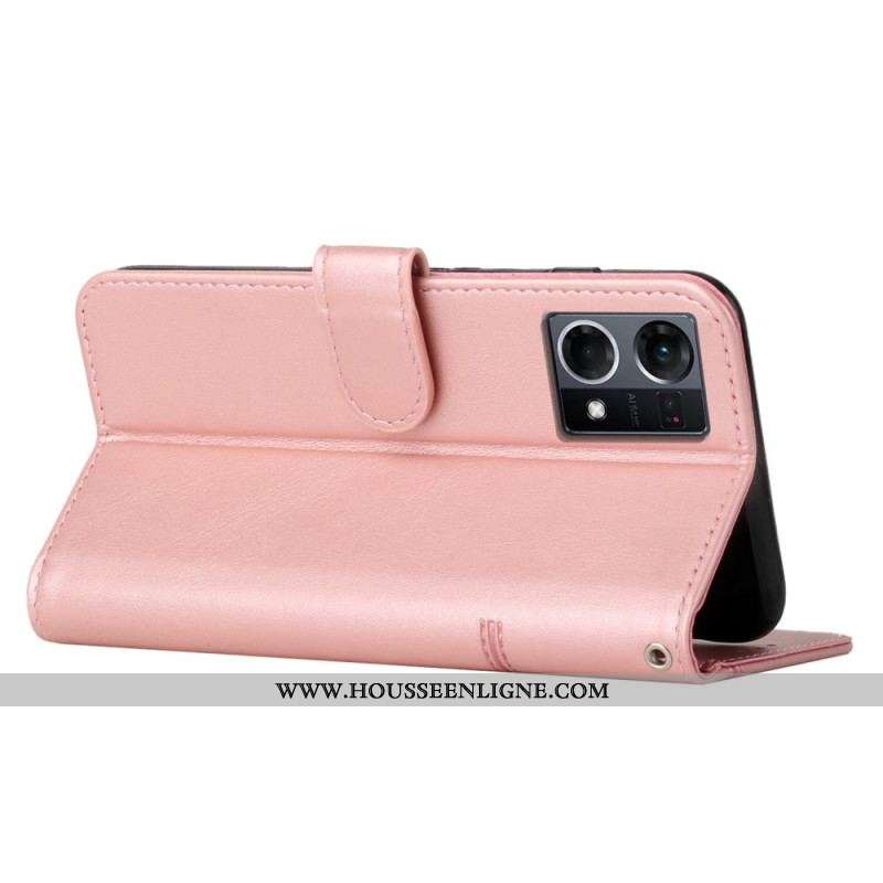 Housse Oppo Reno 7 Effet Cuir Géo à Lanière