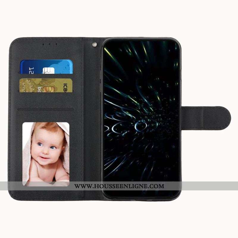 Housse Oppo Reno 7 Effet Cuir Géo à Lanière