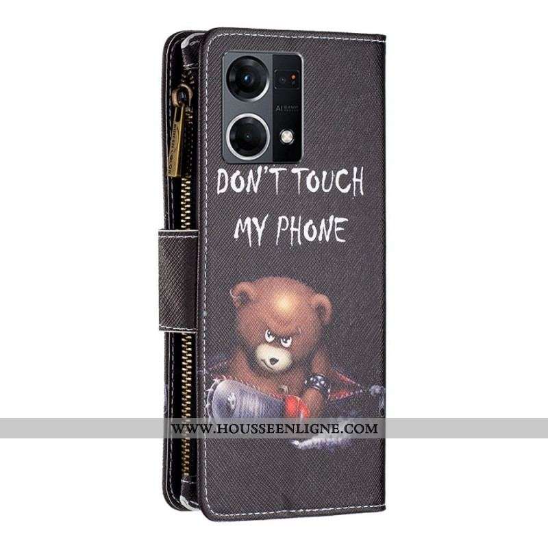 Housse Oppo Reno 7 Poche Zippée Ours