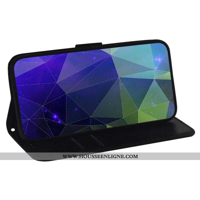 Housse Oppo Reno 7 Simili Cuir Miroir avec Lanière