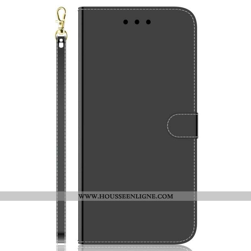Housse Oppo Reno 7 Simili Cuir Miroir avec Lanière