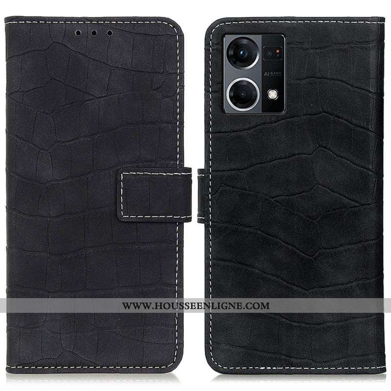 Housse Oppo Reno 7 Style Peau de Crocodile