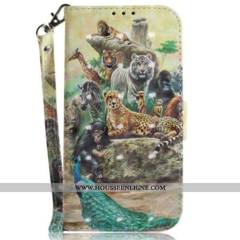 Housse Oppo Reno 8 Animaux Safari avec Lanière