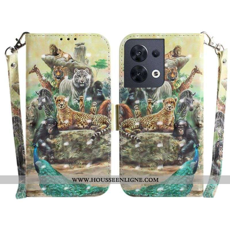 Housse Oppo Reno 8 Animaux Safari avec Lanière