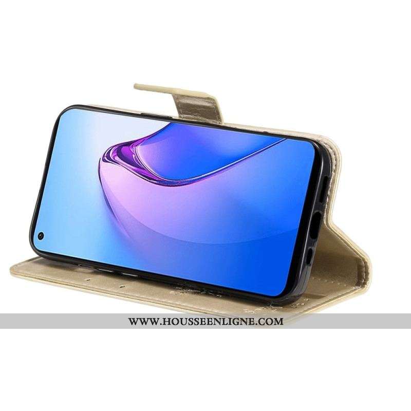 Housse Oppo Reno 8 Arbre et Chat à Lanière