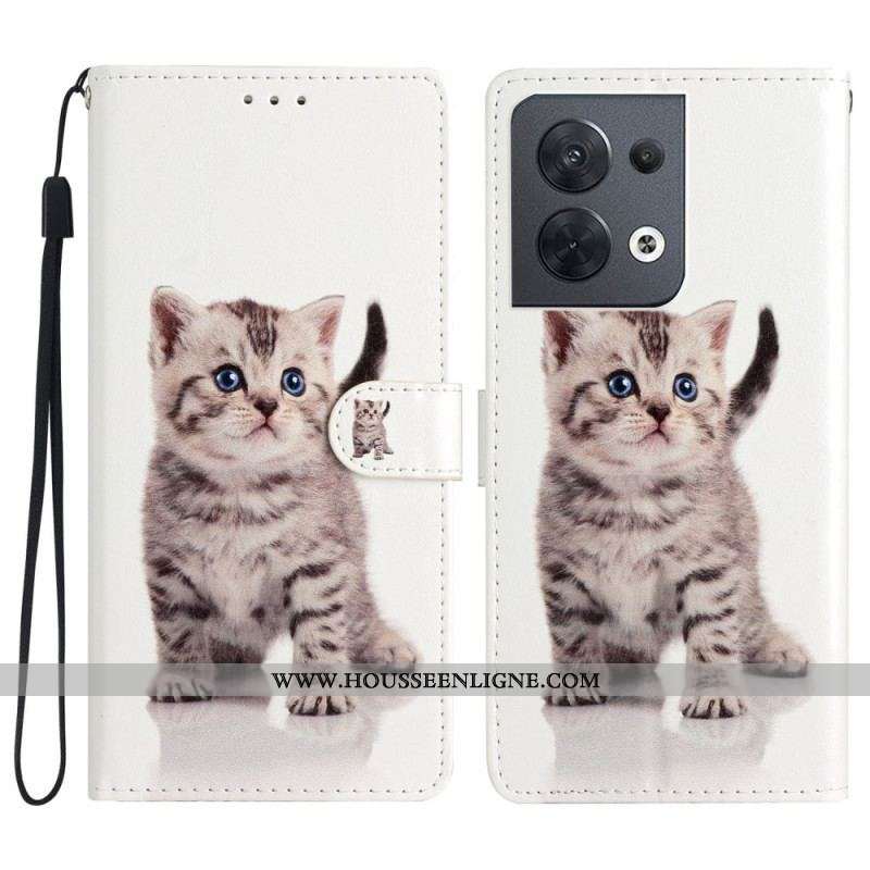 Housse Oppo Reno 8 Chaton à Lanière