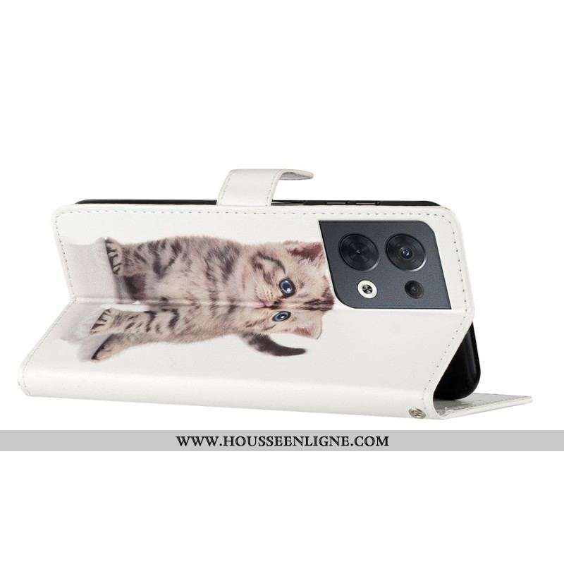 Housse Oppo Reno 8 Chaton à Lanière