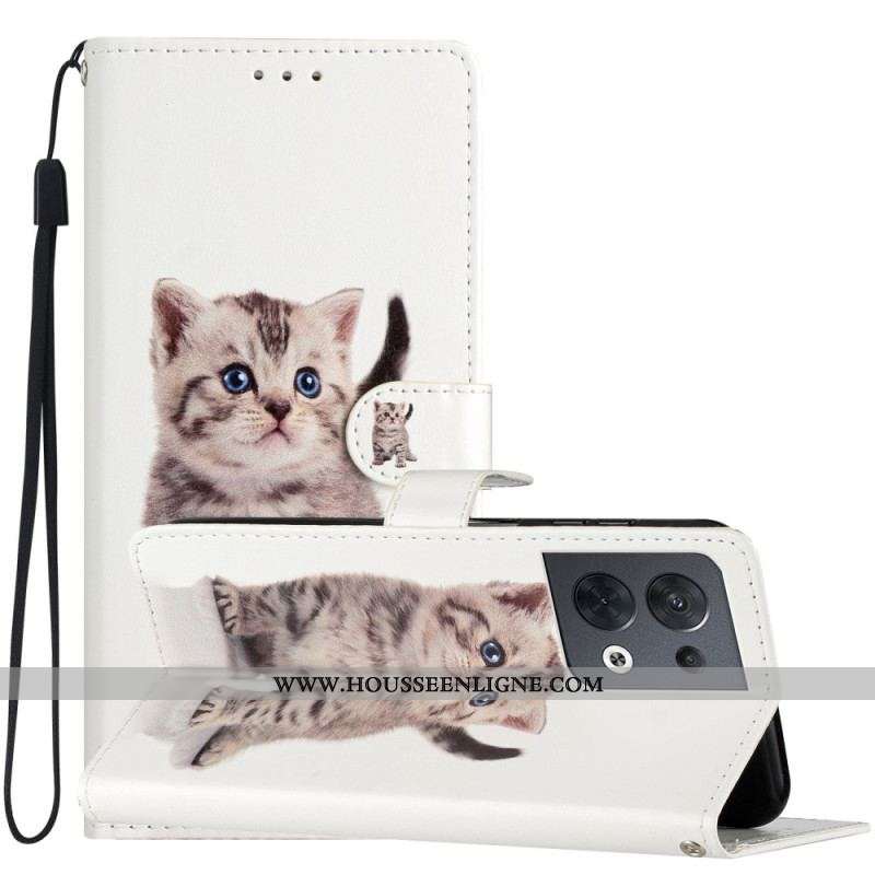Housse Oppo Reno 8 Chaton à Lanière