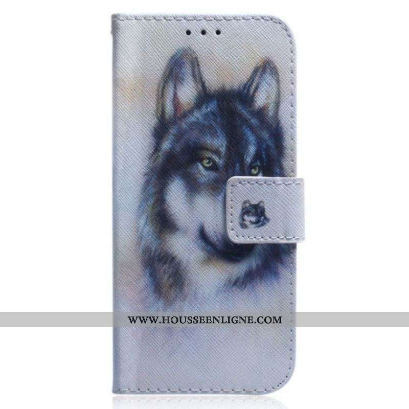 Housse Oppo Reno 8 Chien Aquarelle avec lanière