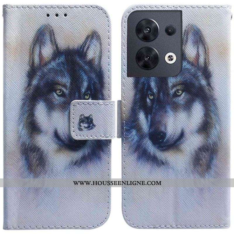 Housse Oppo Reno 8 Chien Aquarelle avec lanière