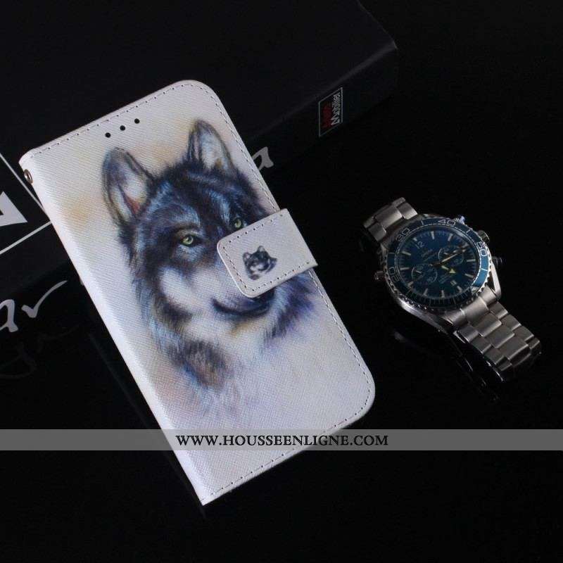 Housse Oppo Reno 8 Chien Aquarelle avec lanière