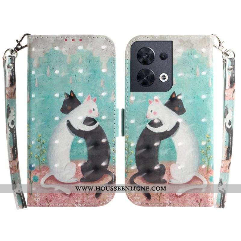 Housse Oppo Reno 8 Dancing Cats avec Lanière