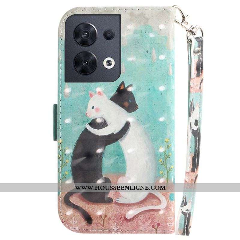 Housse Oppo Reno 8 Dancing Cats avec Lanière